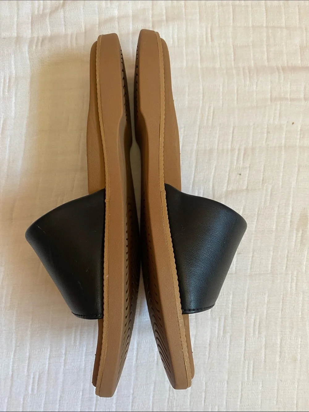 REEF Women's Black Slide Sandals with Tan Footbed - Picture 3 of 8